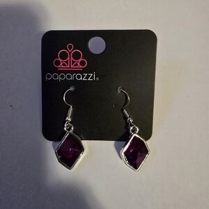 paparazzi Silver-Tone Purple Kite Drop Earrings